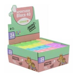 APONTADOR BLOCO 40 COM DEPÓSITO DE APARAS COR PASTEL VARIADAS