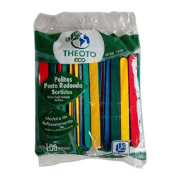 Palito de picolé colorido sortidos ponta redonda