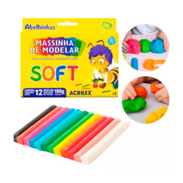 Massinha de Modelar 12 Cores Soft Macia 180g