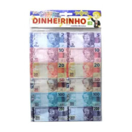 Notas fictícias para brincadeiras e atividades educativas.